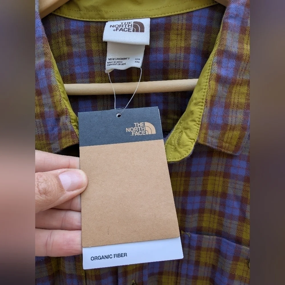NWT The North Face Arroyo Flannel Button Down Shirt Green Blue Men's Size XXL